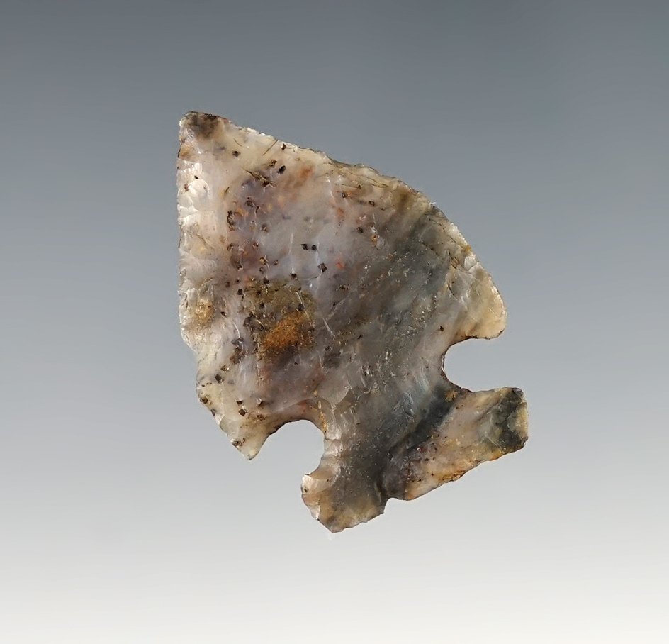 1 3/8" Flint Ridge Moss Agate Intrusive Mound Point. Great material, found in Ohio.