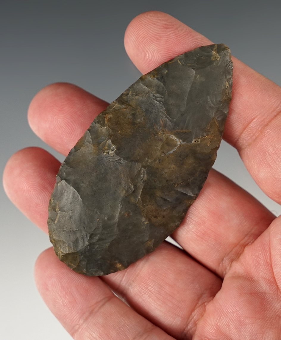 3" Coshocton Flint Blade that is well flaked, found in Ohio.