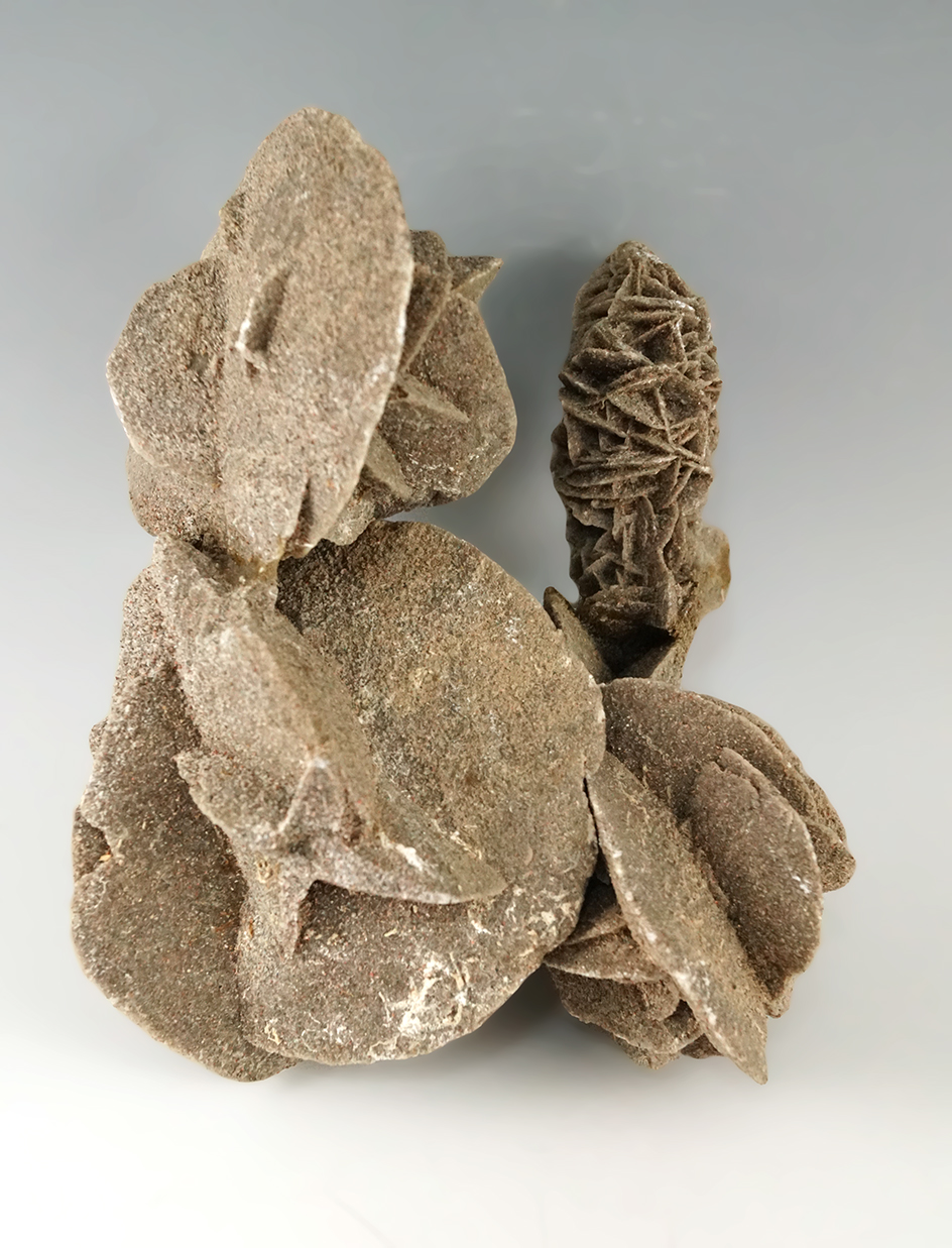 5" tall "Desert Rose" which has been broken and glued but still makes an excellent display item.