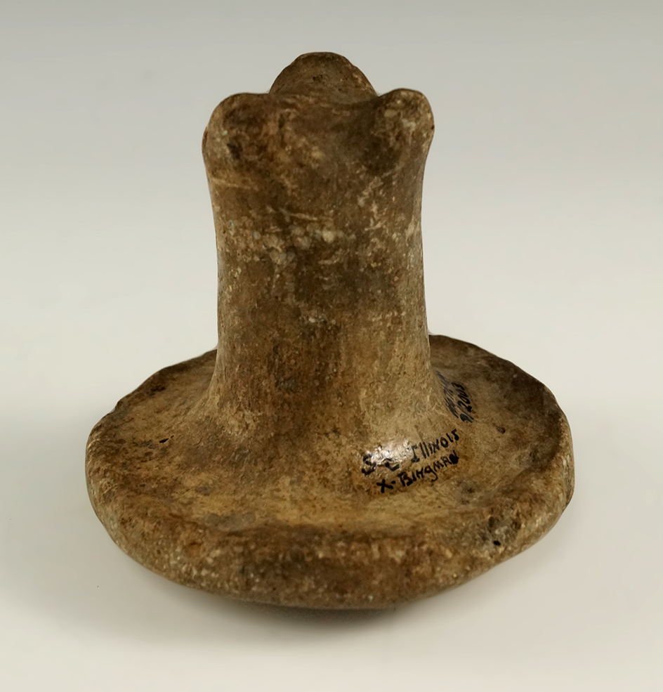 3" Tall by 3 1/4" Wide Animal Effigy Pottery Trowel found in Southeastern Illinois.