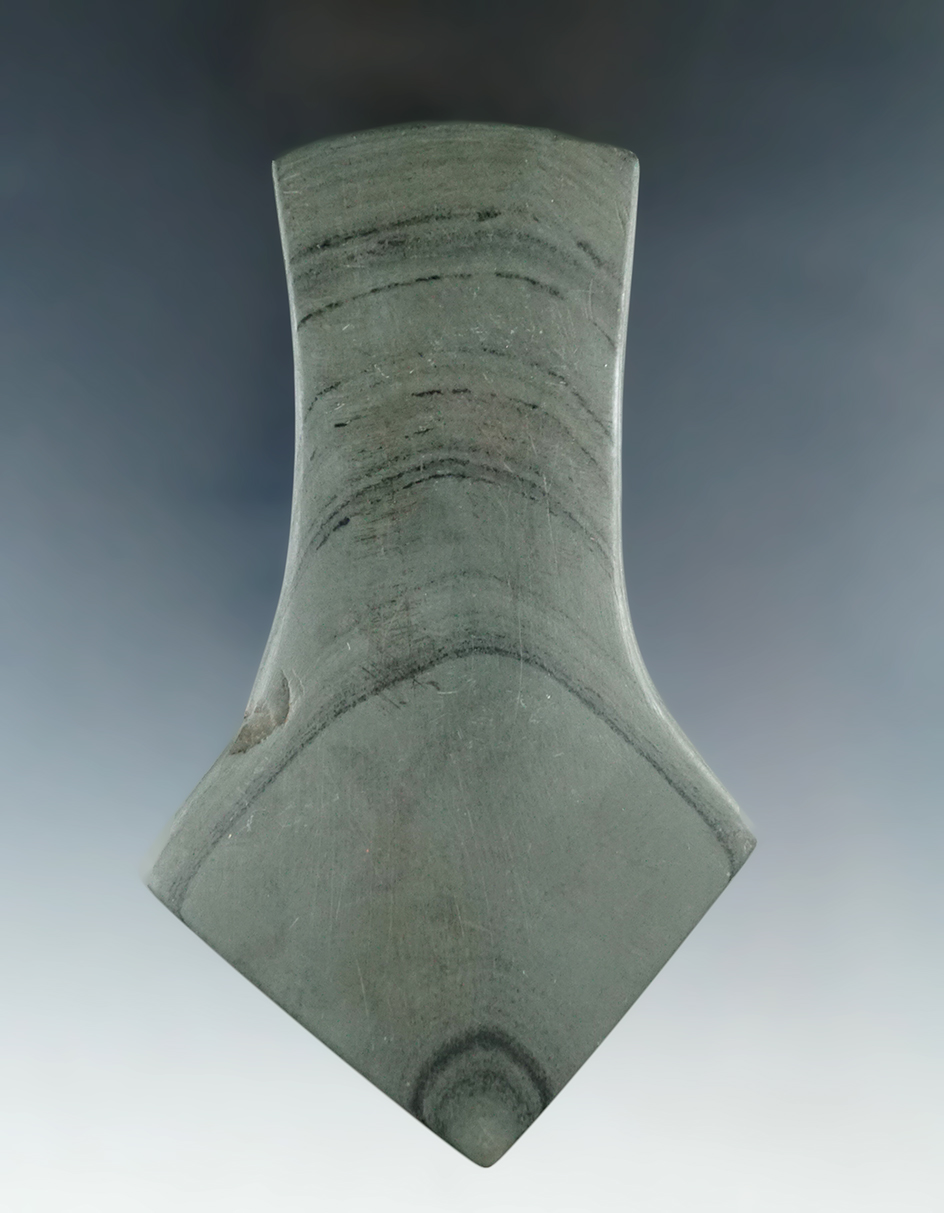 4 3/4" Hopewell Pentagonal Pendant made from green and black Banded slate.