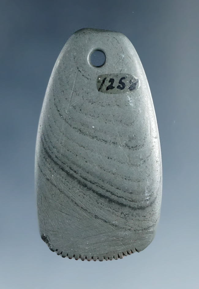 Miniature 1 13/16" Ft. Ancient Fringed Pendant - Pickaway Co., Ohio. Pictured - Ex. Copeland.