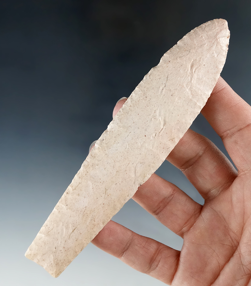 Large 5 3/16" Agate Basin - Harrison Co., Illinois. Restoration to lower half by Dennis Bushey.