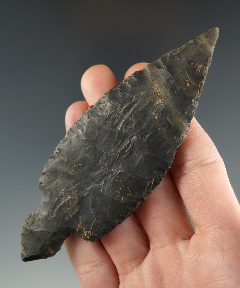 4  1/2" Turkeytail made from Hornstone found in Indiana. Comes with a Bennett COA.