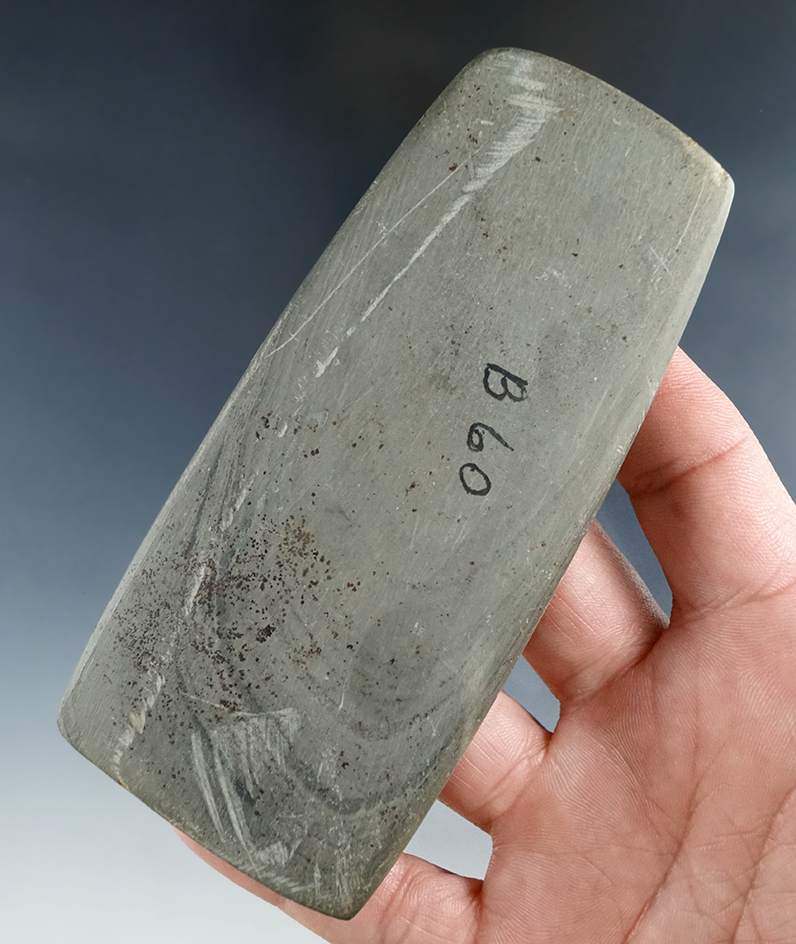 Undrilled 4 1/2" Trapezoidal Pendant found in Ohio by Bob Lindley. Bennett COA.