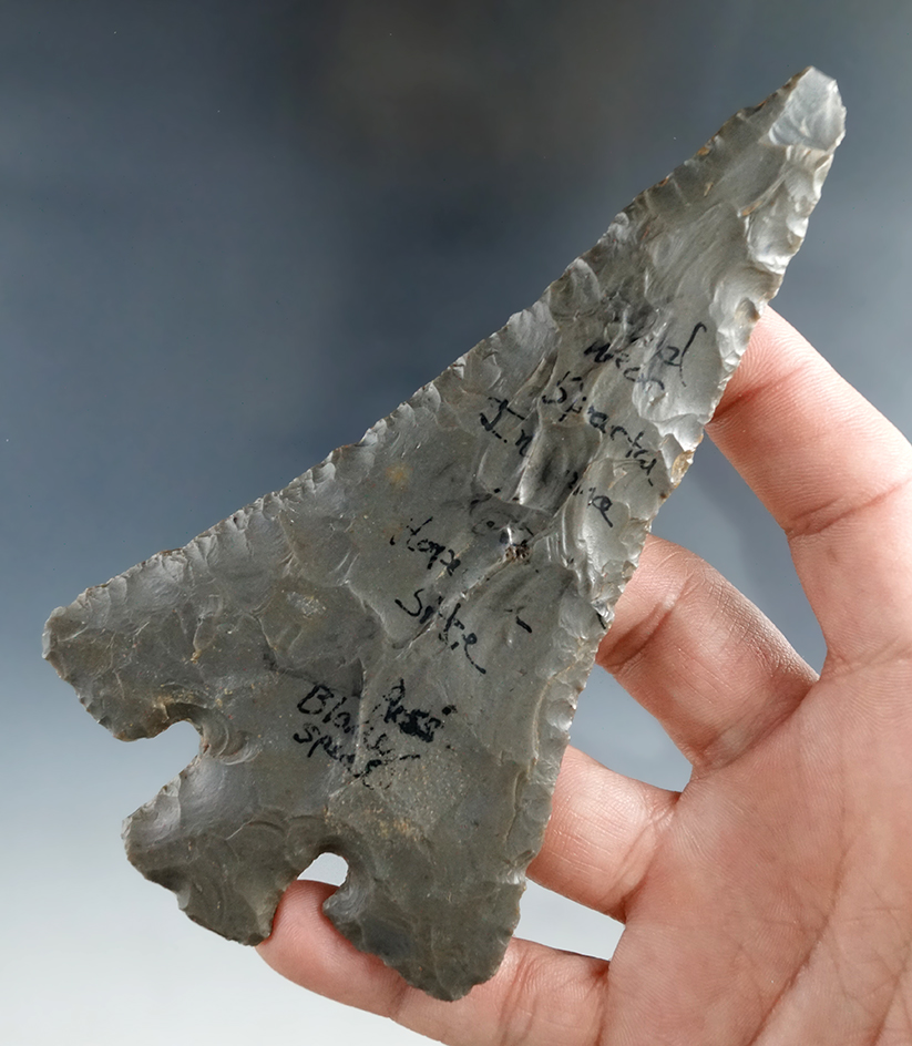 Nice 5" Hopewell Ross Knife - Indiana Hornstone, found in Sparta, Indiana. Bennett COA.