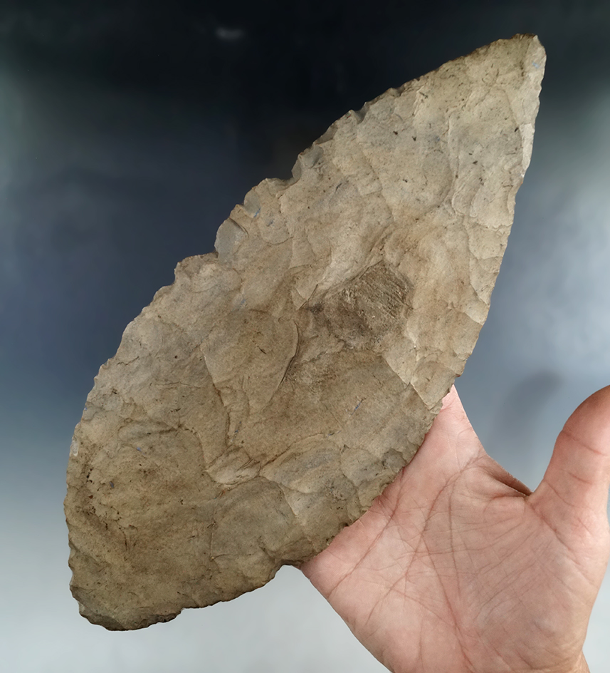 Large 10" Bi-point Red Ochre Blade found at Martinsville, Indiana. Ex. Vietzen. Bennett COA.