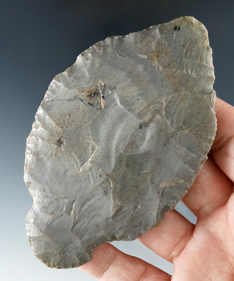 4" hornstone Adena Knife found in Jefferson Co., Indiana. Ex. Richard Sisson collection.