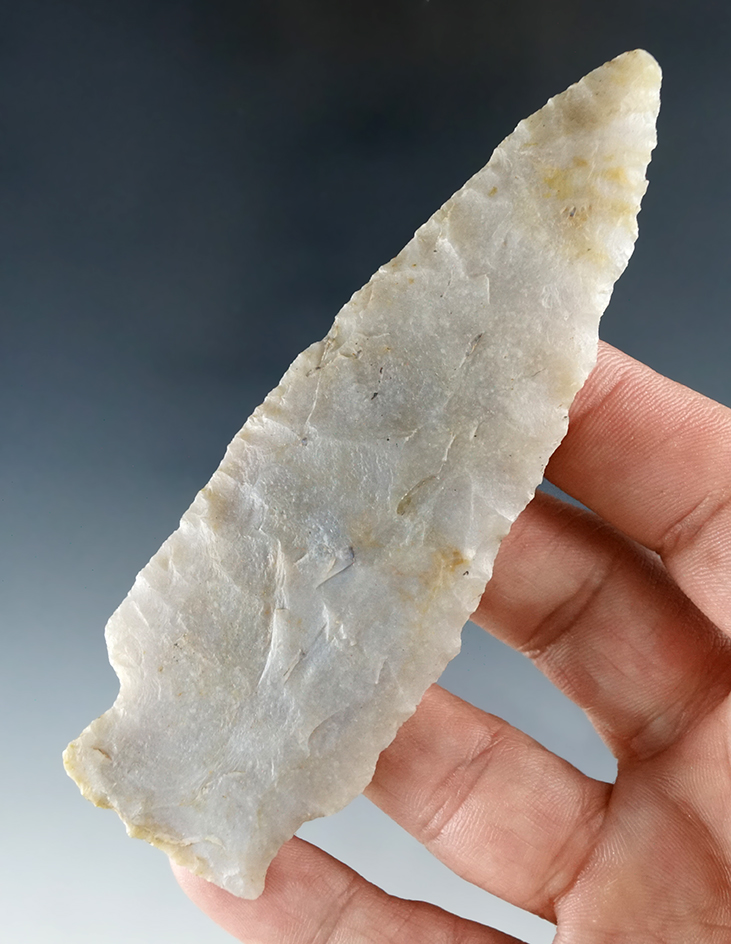 4 1/8" Hopewell Knife made from high-quality semi translucent Flint found in Greenup Co., KY.