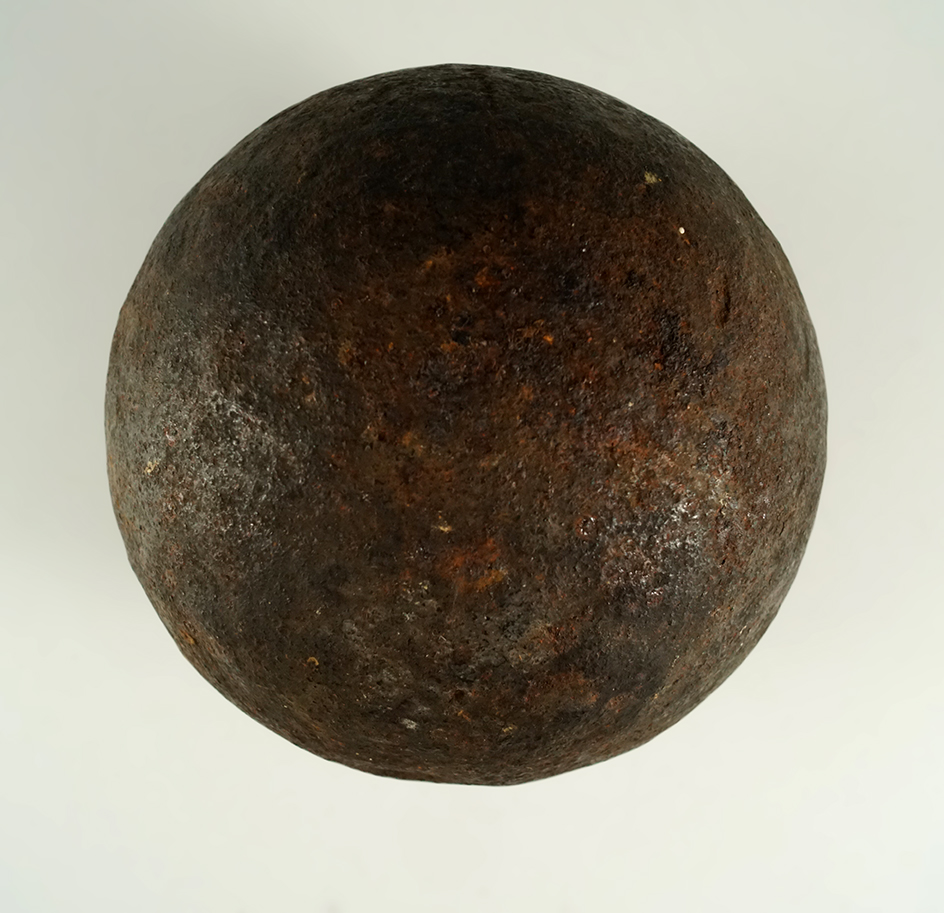Large 4 1/4" diameter cannonball that weighs over 12 pounds! Found near the coast of Texas.