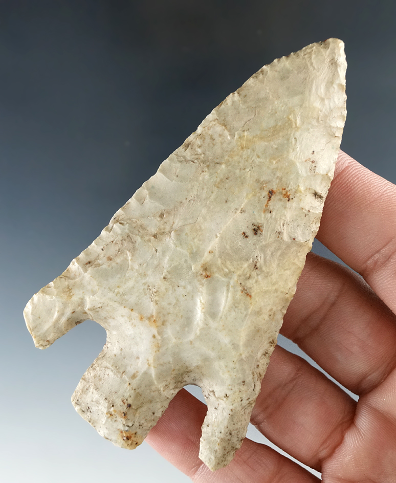 3 9/16" heavily patinated Basal Notch Knife found near Pike Co., Missouri in the early 1900s.