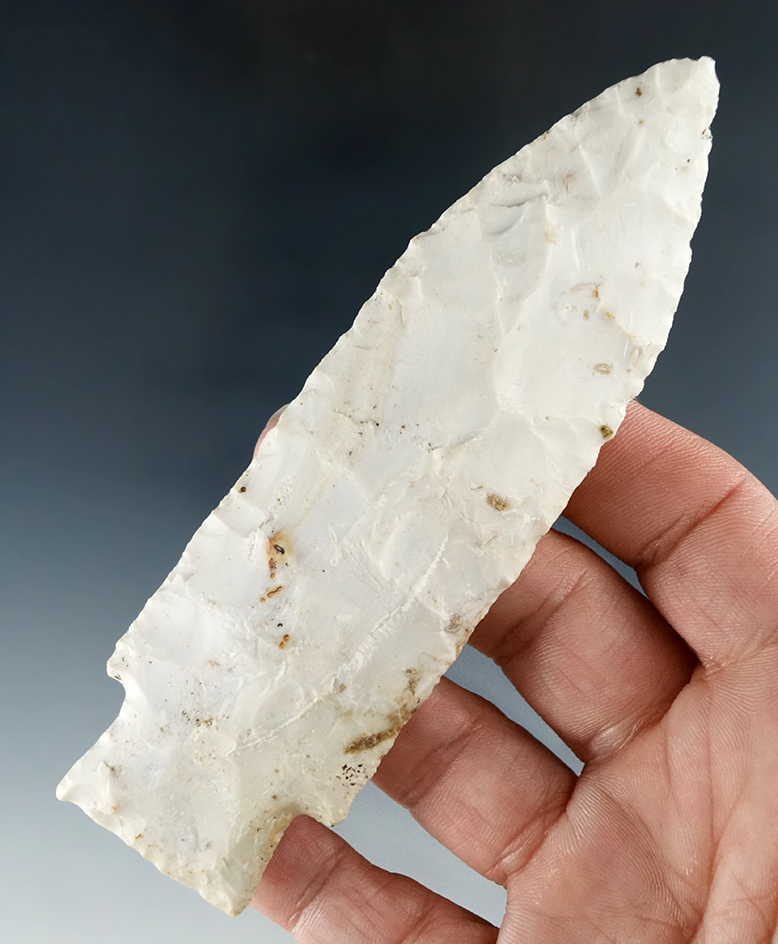 4 5/8" Burlington chert Etley Knife found near Grafton, Illinois just north of St. Louis, MO.