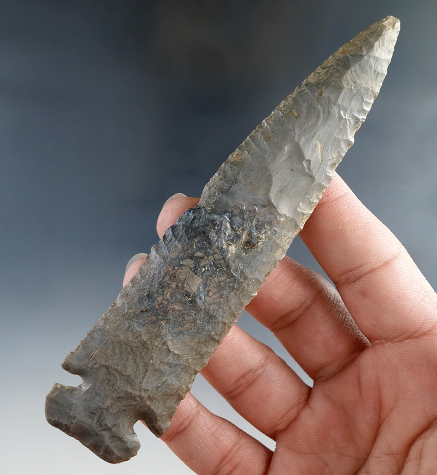 4 15/16" Dovetail made from Hornstone, found in Orange Co., Indiana. Bennett COA.