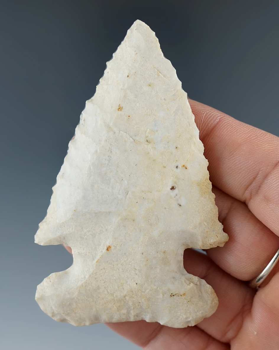 3 1/8" wide base Archaic Thebes bevel found near Grafton, Jersey Co., Illinois.