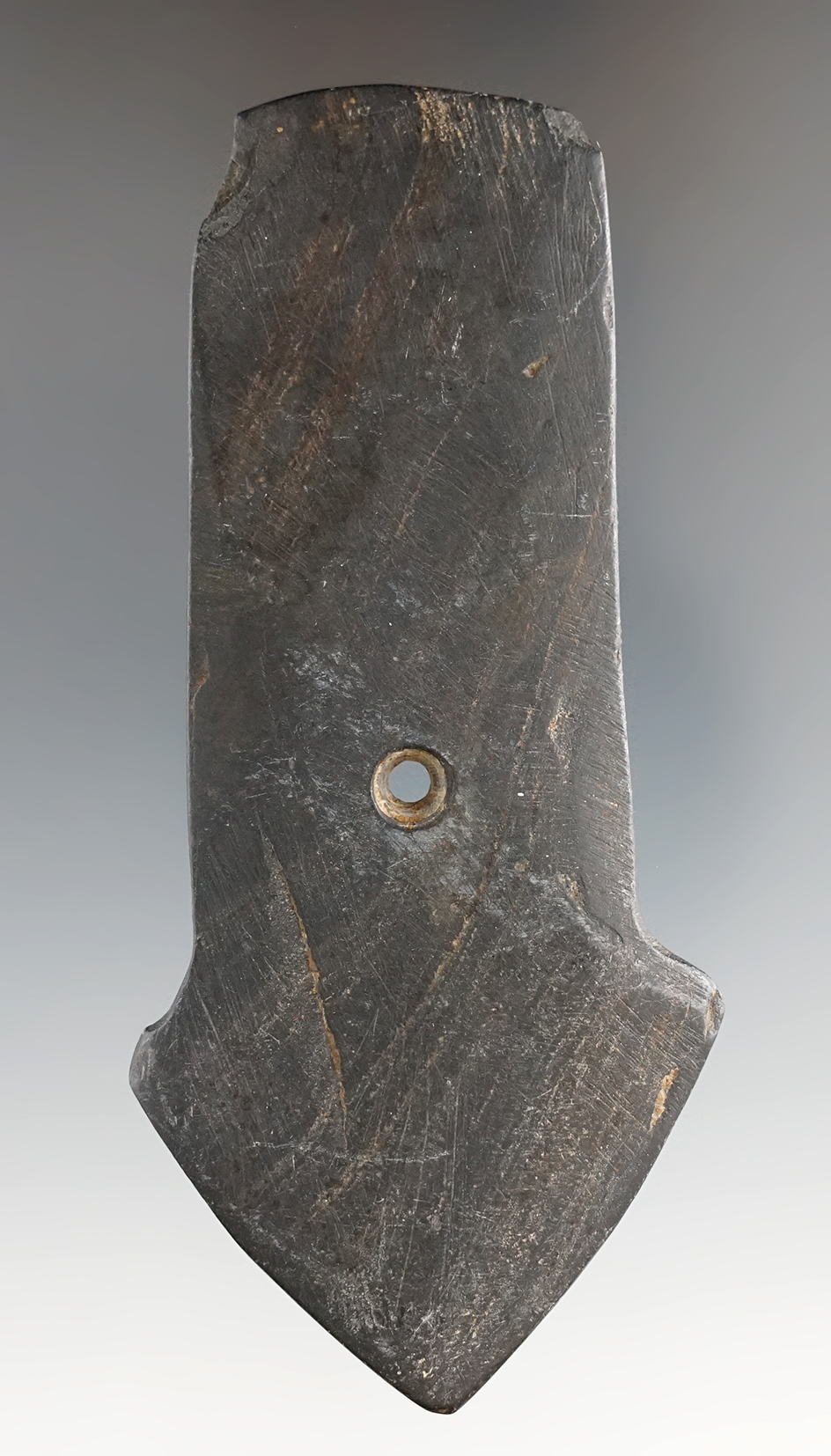 4 1/2" Hopewell Shovel Pendant pictured in Who's Who #5, page 188. Ex. Cameron Parks.