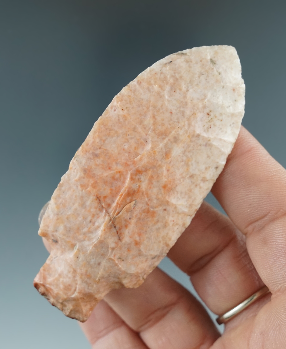 3 1/8" Stemmed Knife made from beautiful mottled paint Flint found in St. Charles Co., MO.