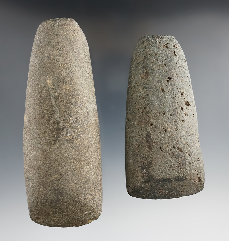 Pair of Hardstone Celts found in the Midwestern U.S., largest is 5 1/4".