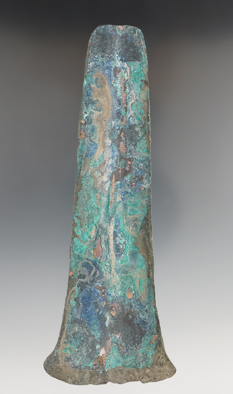 5 7/8" Copper "Hoe" Money found in Peru. Comes with a Bennett COA.