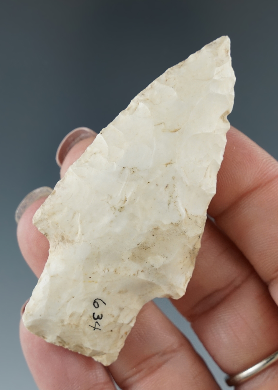 2 11/16" Stemmed Knife made from Burlington chert found in Missouri.