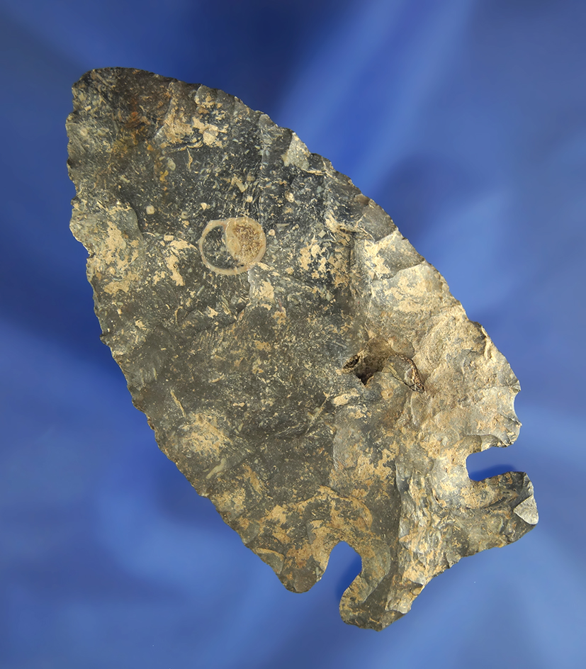 3 3/4" Archaic Thebes made from heavily patinated Coshocton Flint in very nice condition - Ohio.