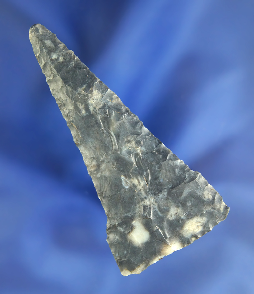 2 7/8" blue and white Flint Ridge Flint Fort Ancient Knife found in Crawford Co.,  Ohio