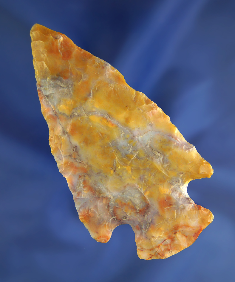 Exceptional color on this 3 13/16" Flint Ridge Flint Hopewell found in Licking  Co.,  Ohio.