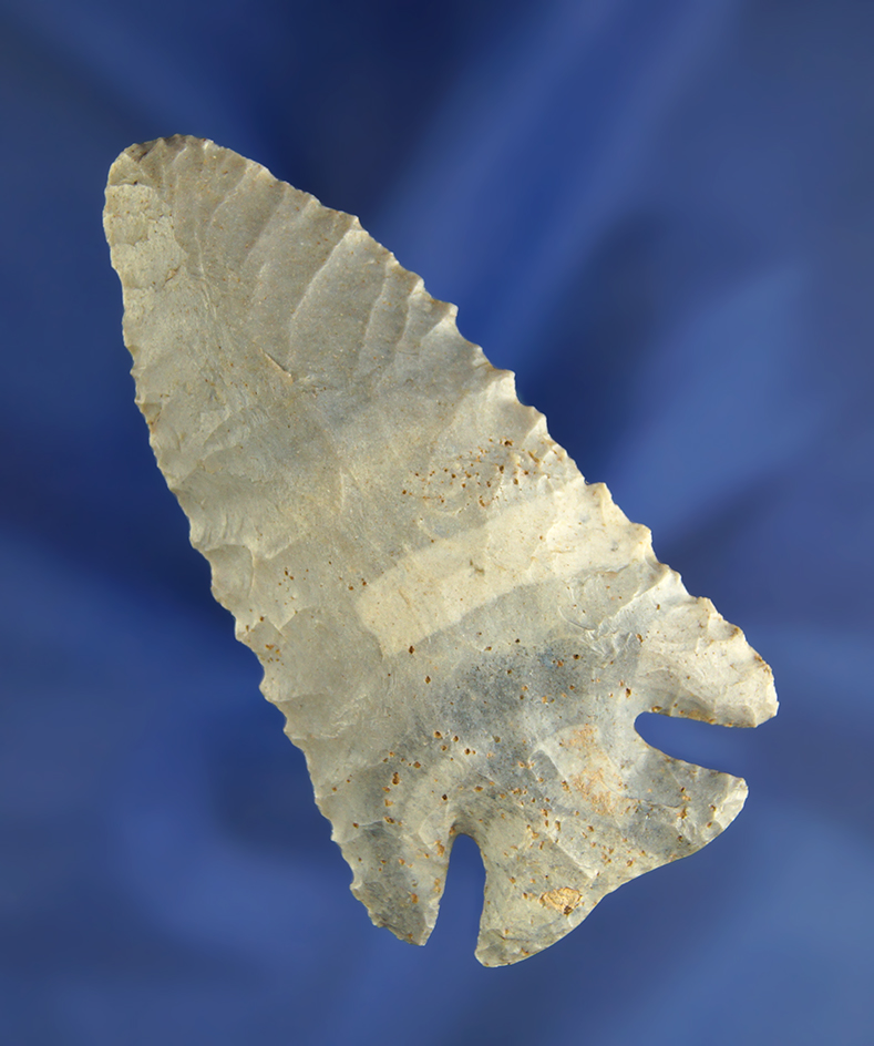 3 1/8" beautifully made multicolored Hornstone serrated lost Lake found in Wayne Co.,  Ohio.