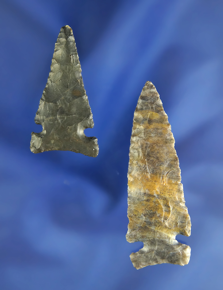 Pair of Raccoon Creek style rare Intrusive Mound points found in Belmont Co.,  Ohio