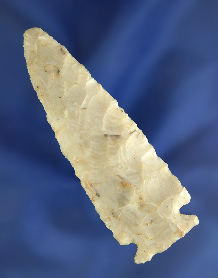 Rare style! 3 1/8" Micro-notch Cornernotch made from Flint Ridge Flint found in southern Ohio.