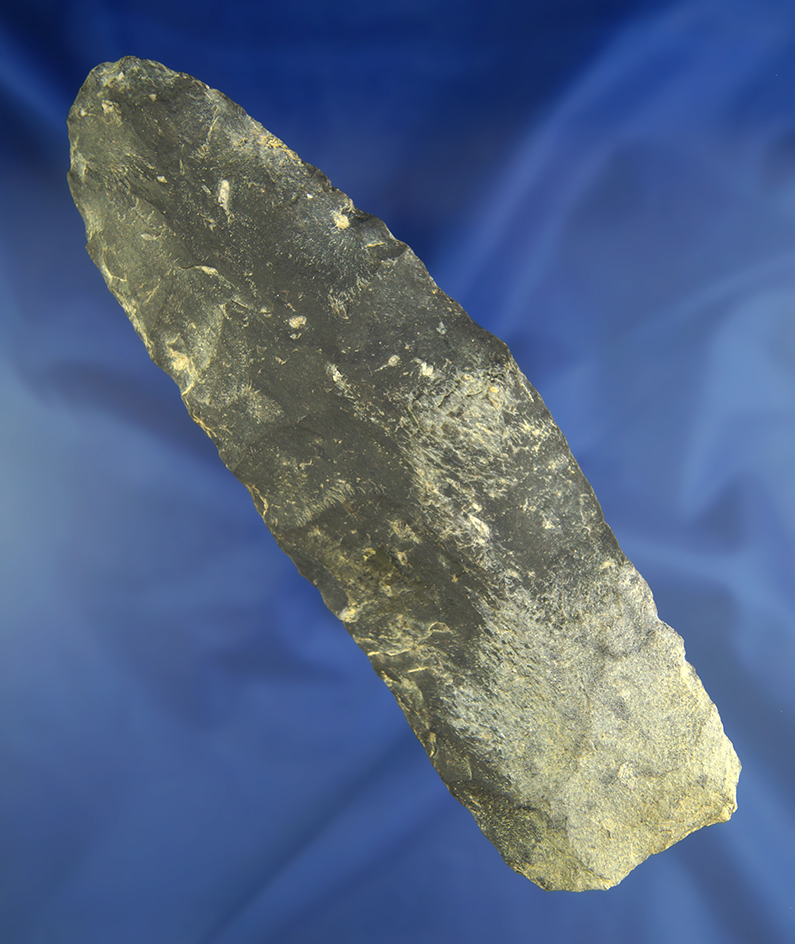 Large 7 3/16" Archaic Flint Knife found in Butler Co., Ohio. Ex. Scott Yerkes collection.