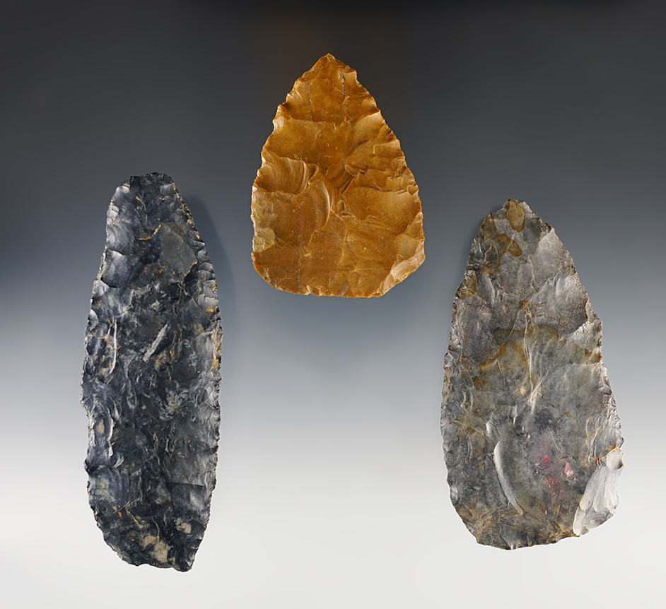 Set of three nice blades found in Ohio, largest is 4 9/16".