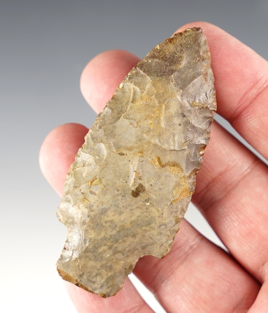 Heavily patinated 3" Adena found in Champaign Co., Ohio.