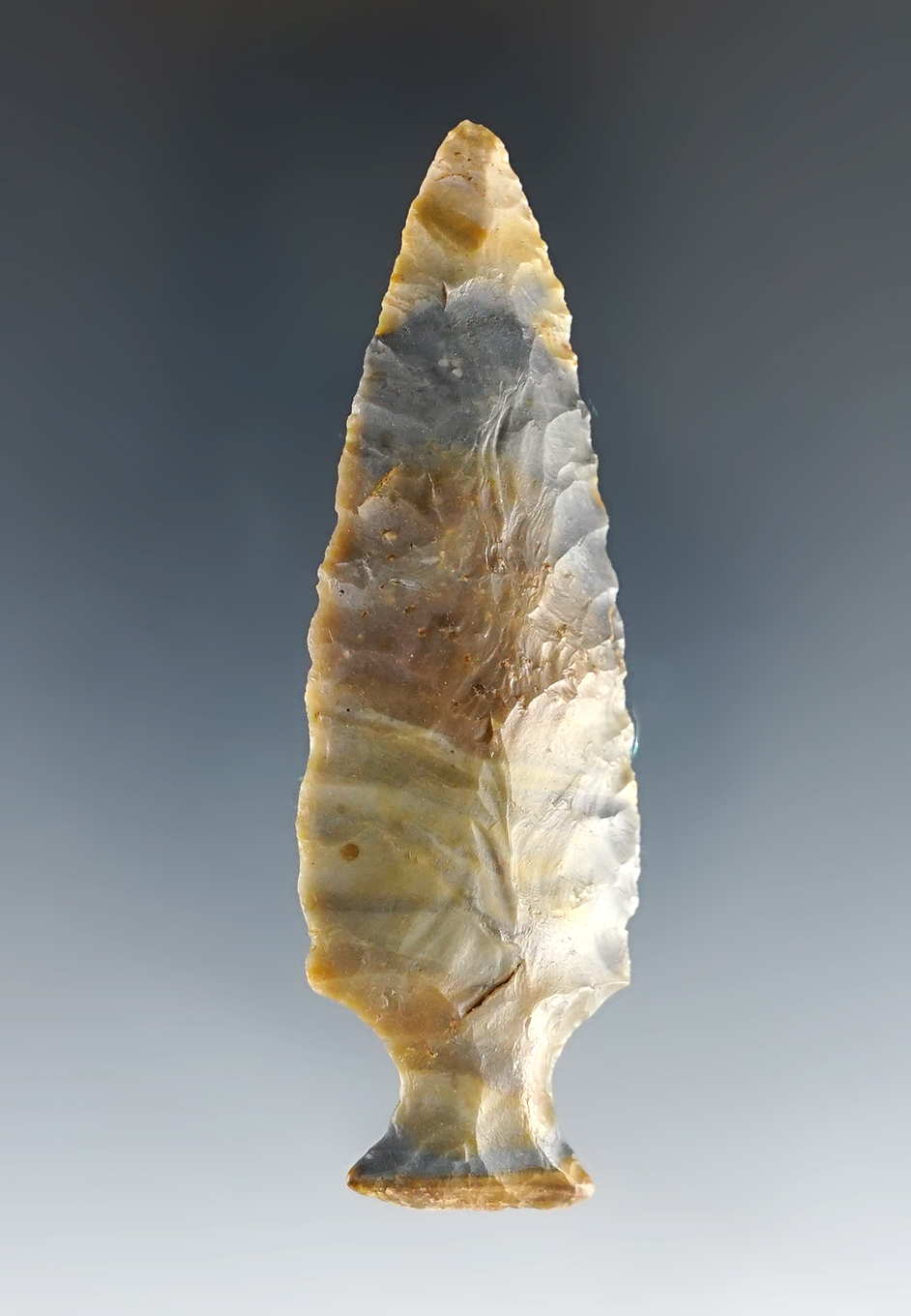 3" Table Rock Point made of multi-colored Kentucky Flint. Found in Southern Ohio.