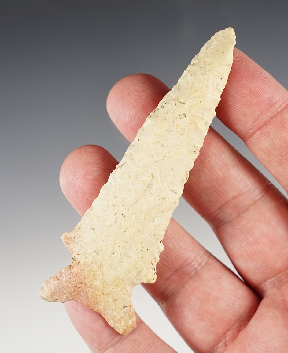 Nicely Beveled 3 1/2" Archaic Sidenotch. Found in the Midwestern U.S.