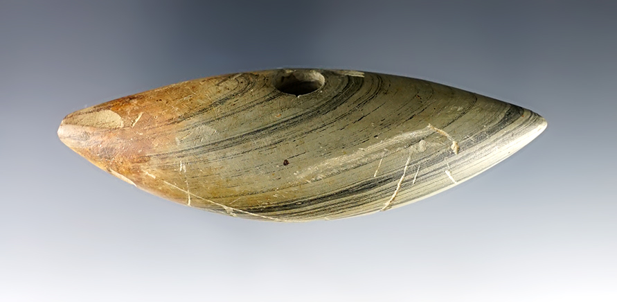 4 1/8" long Ohio Pick Bannerstone that shows excellent age on surface. 