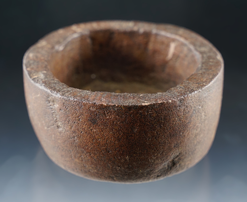 3 1/2" Diameter Pre-Columbian Stone Bowl with pedestal base.