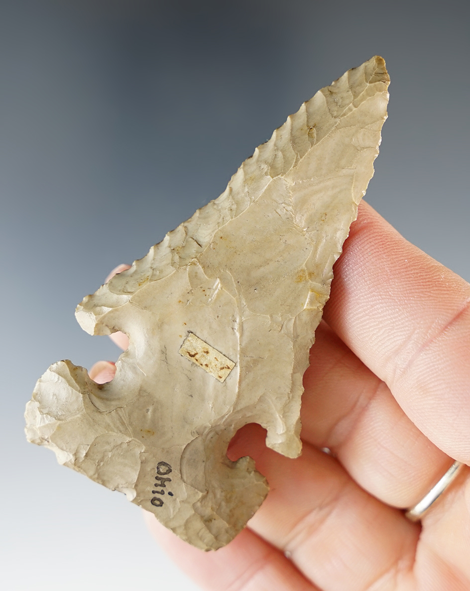 3" classic Archaic Thebes "E" Notch Bevel found in Pickaway Co., Ohio.