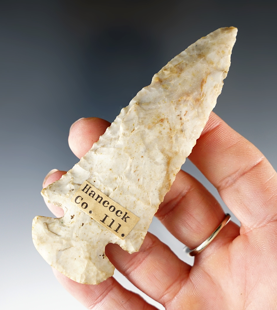 Nicely styled 3 7/8" Beveled Dovetail found in Hancock Co., Illinois.