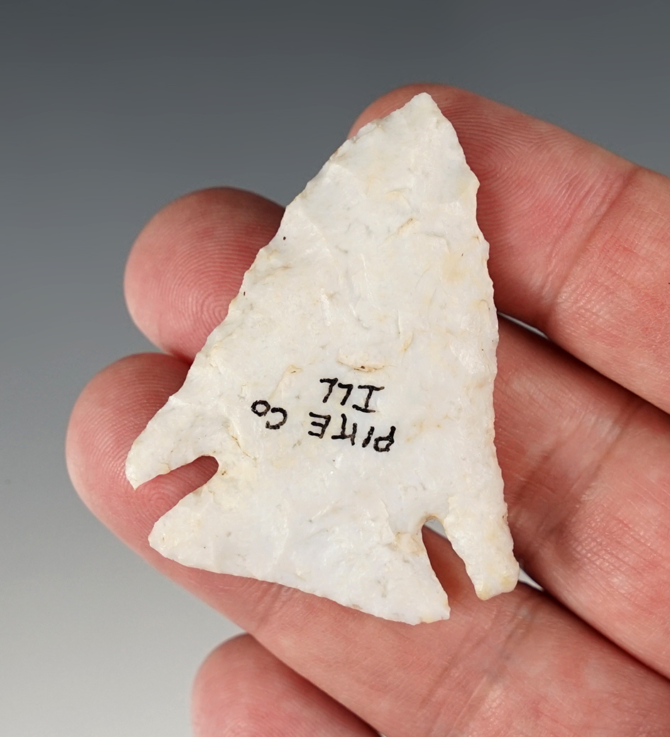 Well made 2" Kirk Corner Notch found in Pike Co., Illinois.