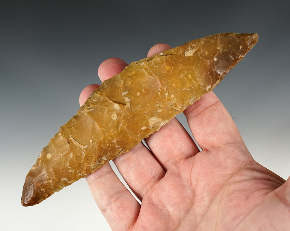 6 5/8" Colorful Bi-Pointed Blade. One tip has minor modern retouch.