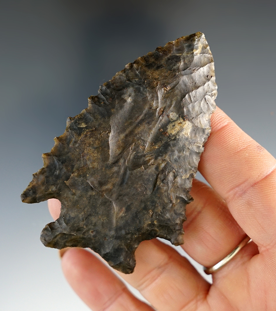 Beautifully Serrated 3" MacCorkle found in Warren Co., Ohio. Ex. Shipley.