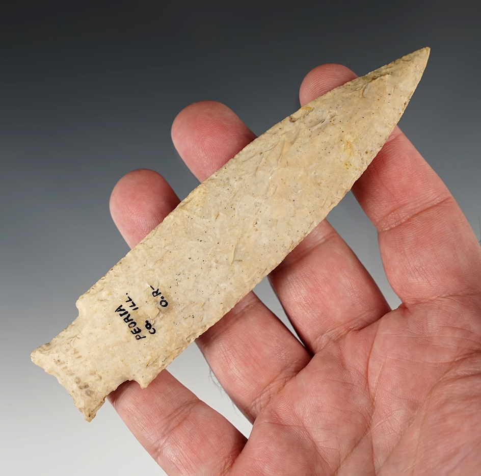 Well flaked 5 1/8" Etley found in Peoria Co., Illinois.