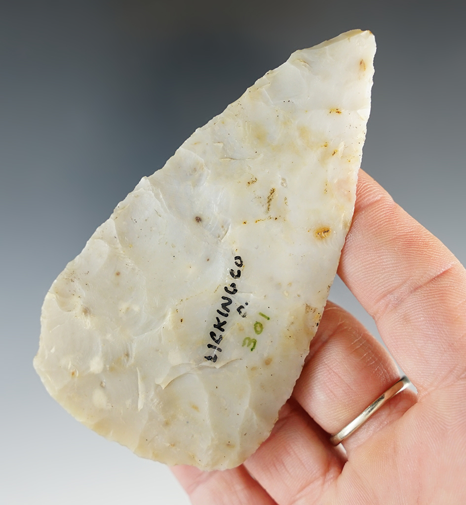 3 9/16" Leaf shaped Blade made from Flint Ridge Flint found in Licking Co., Ohio.