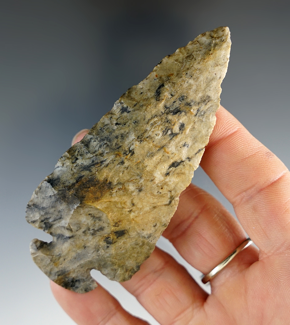 3 1/2" Dovetail found in Knox Co., Ohio made from Coshocton Flint. Ex. G. Dilley.