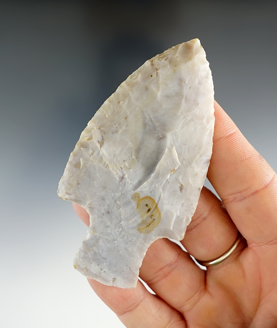 Nice form on this 3 3/16" Flint Ridge Adena point found in Ohio.