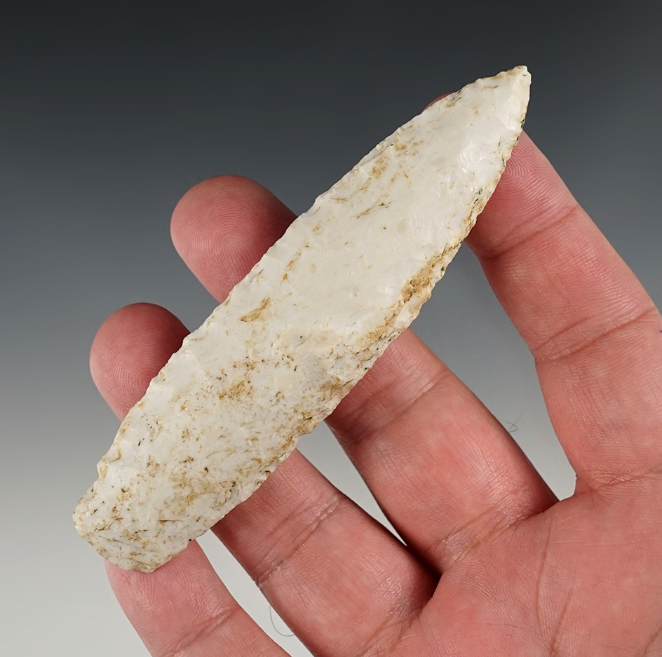 4 1/16" Agate Basin made from Burlington Chert found in Illinois.  Nice minerals on surface.