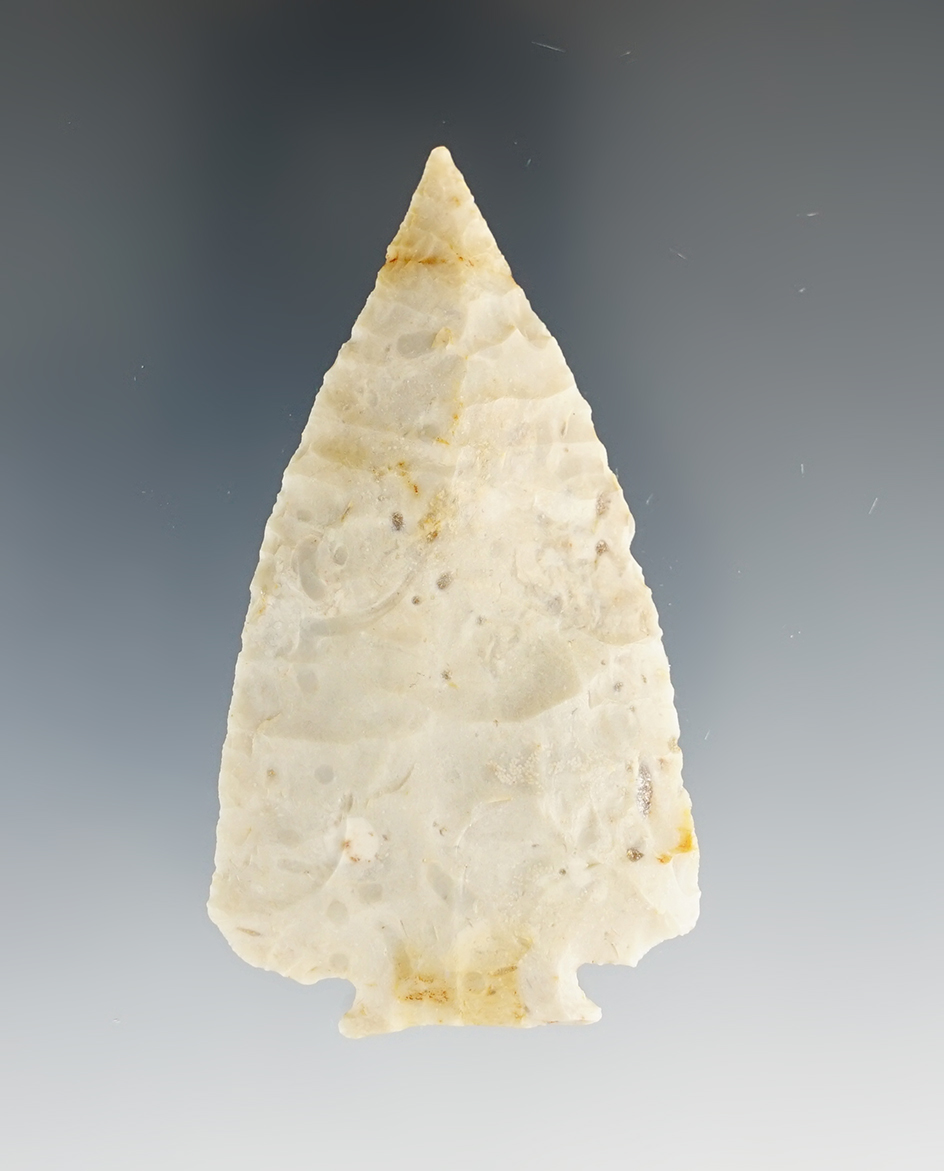 2 11/16" Decatur that is made from Flint Ridge flint. Found in Ashland Co., Ohio.