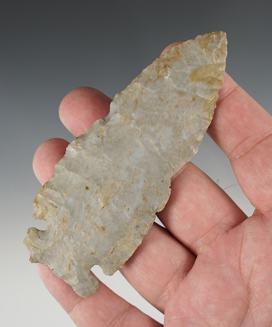 4 1/8" Side Notch point found by Josh Carpenter in Hancock Co., Ohio.