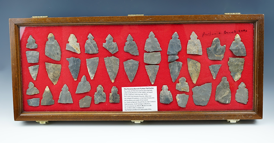 Turkeytail Cache found by Florence Barrett in Ross Co., Ohio.  Pictured - COA's.