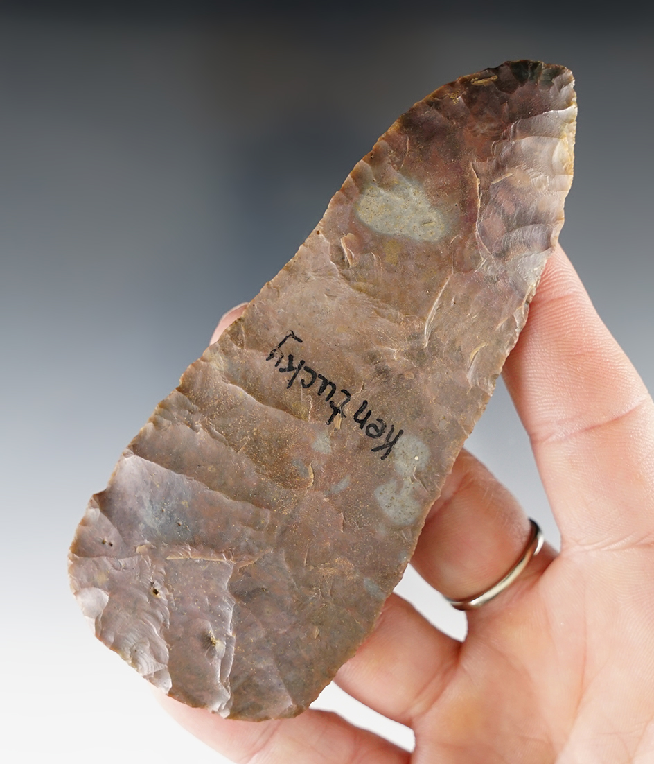 Exquisite  4 3/8" Kentucky Blade made from colorful Sonora Flint.